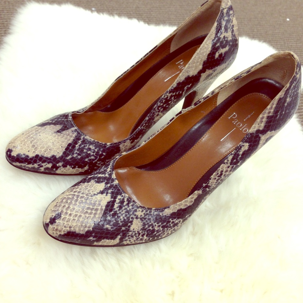 Polo by Ralph Lauren Black and Cream Snake Heels